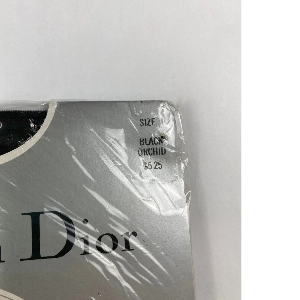 Christian Dior Diorissimo Ultrasheer Sandalfoot Pantyhose Black Size 1 Vintage